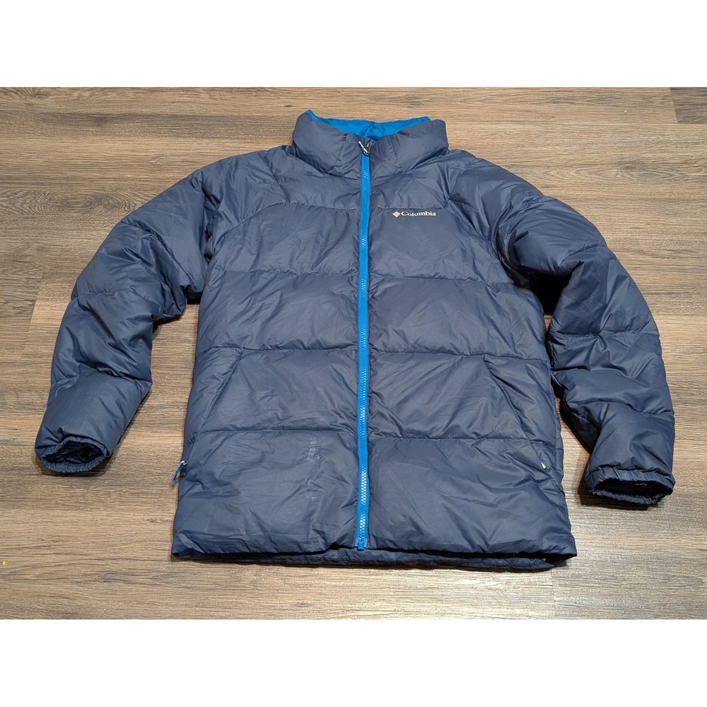 Columbia Kids Large 14/16 Navy Blue Down Puffer Jacket Omni-Heatβ WY0103 No Hood